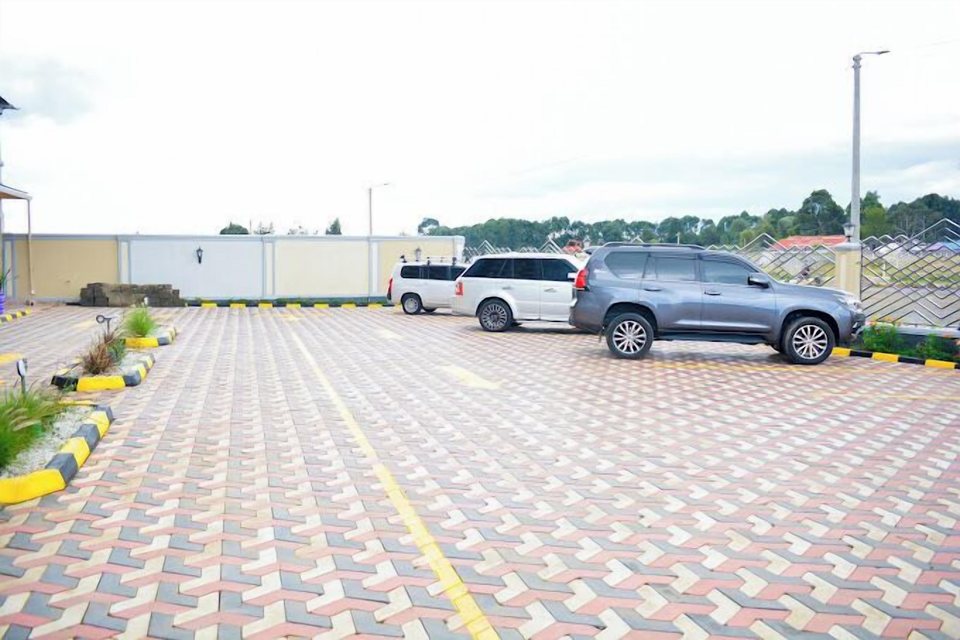 The paved car park